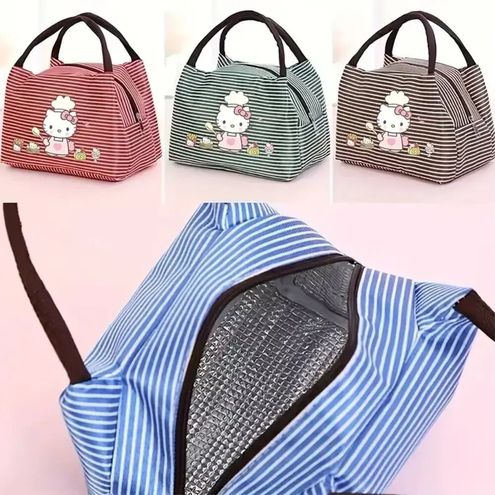 HELLO KITTY Blue & White Striped Insulated Lunch Tote (BRAND-NEW &‎ SUPER CUTE!)